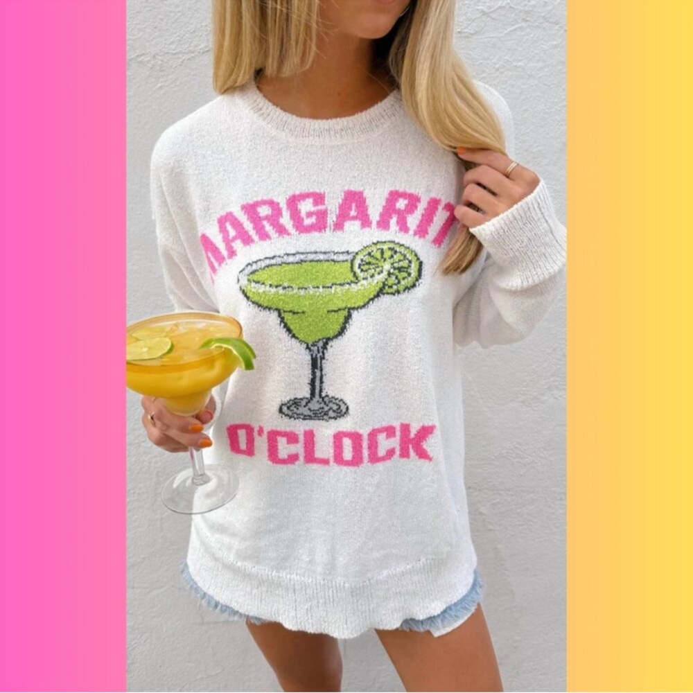 Show me your MUMU White 'Margarita O'Clock' Sweater (M) NWT